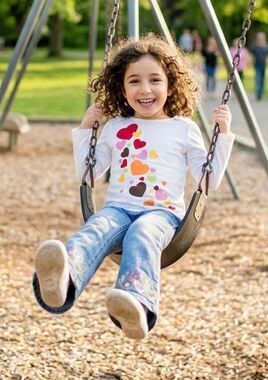 crazy 8 Toddler Cream Multi Heart Appliqué Long Sleeve Girls Size 4 Top